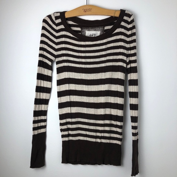 Mudd Tops - Mudd Brown and cream Striped Blouse